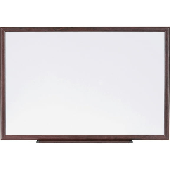 Lorell Non-Magnetic Melamine Dry-Erase Whiteboard White Board, 72" x 48", Brown Wood Frame