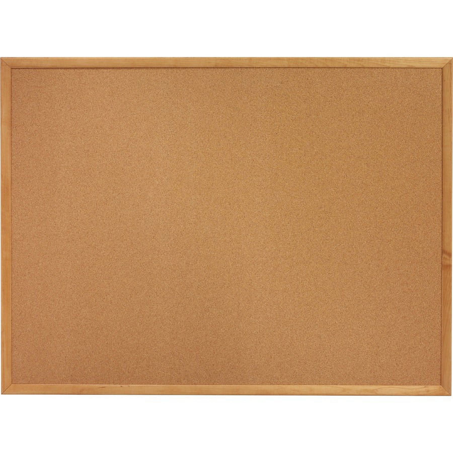 Lorell Oak Wood Frame Cork Board - 18" Height x 24" Width - Cork Surface - Long Lasting, Warp Resistant - Brown Oak Frame - 1 Each | Bundle of 5 Each