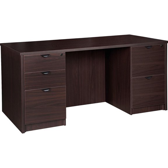 Lorell PD3066DPES Prominence 2.0 Espresso Laminate Double-Pedestal Desk - 5-Drawer