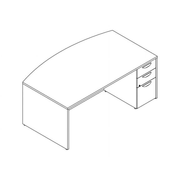 Lorell Prominence 2.0 Gray Elm Laminate Desk Unit - 72" x 42"29" , 1" Top, 0.1" Edge - 3 x File, Box Drawer(s) - Double Pedestal on Right Side - Band Edge - Material: Particleboard - Finish: Gray...