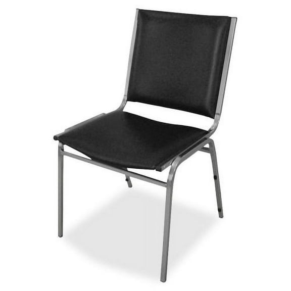 Lorell Padded Armless Stacking Chairs - 4/CT Black Vinyl Seat - Vinyl Back - Steel Frame - Black - Steel, Vinyl - 20.8" Width x 19.4" Depth x 35.6" Height - 4 / Carton