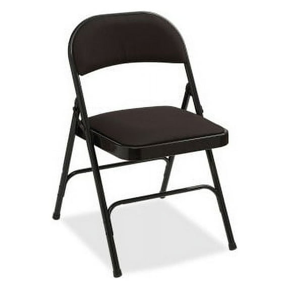 Lorell Padded Seat Folding Chairs - 4/CT Black Fabric Seat - Black Fabric Back - Powder Coated Steel Frame - 18.4" Width x 19.3" Depth x 29.6" Height - 4 / Carton