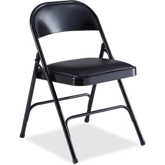 Lorell Padded Seat Folding Chairs - 4/CT Vinyl Seat - Powder Coated Steel Frame - 19.4" Width x 18.3" Depth x 29.6" Height - 4 / Carton
