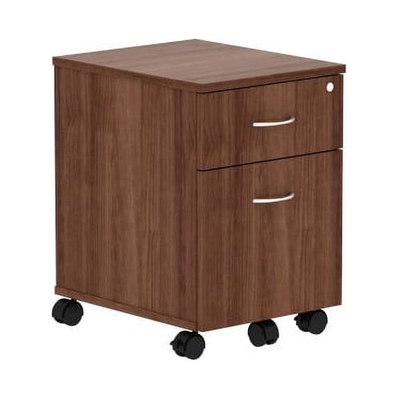 Lorell, Relevance Walnut Laminate Mobile Pedestal - 2-Drawer, 1 Each