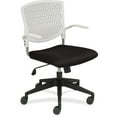 thumbnail image 1 of Lorell Plastic Back Task Chair - 24" x 24" x 35.3" - 250 lb Weight Capacity - Fabric/Nylon - White & Black - Assembly Required, 1 of 2