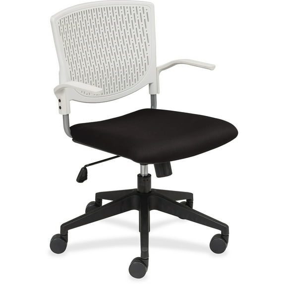 Lorell Plastic Back Task Chair - 24" x 24" x 35.3" - 250 lb Weight Capacity - Fabric/Nylon - White & Black - Assembly Required