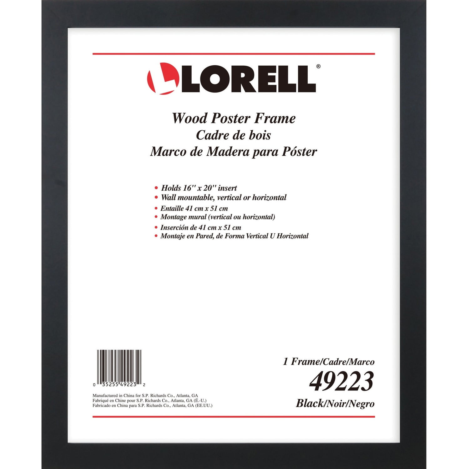 Classic Black 16" x 20" Wall-Mountable Poster Frame