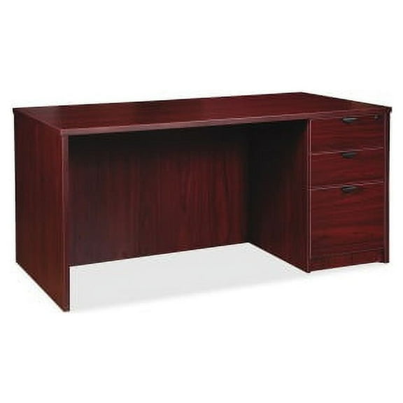 Lorell Prominence 2.0 Mahogany Laminate Box/Box/File Right-Pedestal Desk - 3-Drawer 1" Top, 72" x 36" x 29" - 3 x File Drawer(s), Box Drawer(s) - Single Pedestal on Right Side - Band Edge - Material: