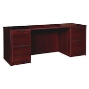 Lorell Prominence 2.0 Mahogany Laminate Double-Pedestal Credenza - 2-Drawer 72" x 24" x 29" , 1" Top - 2 x File Drawers - Double Pedestal on Left/Right Side - Band Edge - Material Particleboard - F