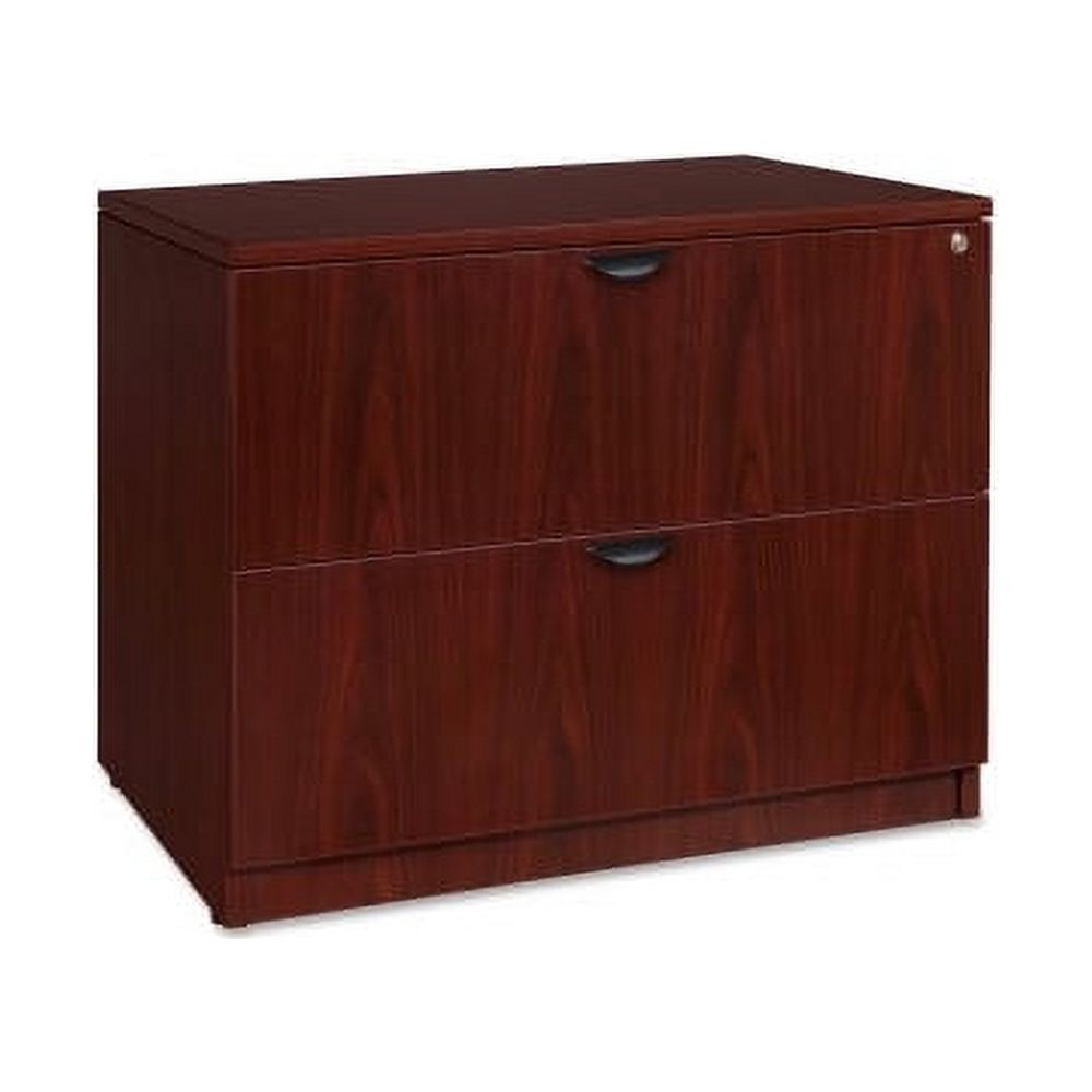 Lorell Prominence 2.0 Mahogany Laminate Lateral File - 2-Drawer 36" x 22" x 29" - 2 x File Drawer(s) - Band Edge - Material: Particleboard - Finish: Mahogany Laminate, Thermofused Melamine (TFM) - image 1 of 15