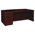 thumbnail image 1 of Lorell Prominence 2.0 Mahogany Laminate Left-Pedestal Bowfront Desk - 3-Drawer 1" Top, 72" x 42" x 29" - 3 x File Drawer(s), Box Drawer(s) - Single Pedestal on Left Side - Band Edge - Material: Partic, 1 of 7