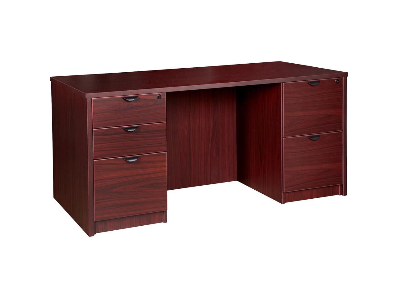Elegant Mahogany Laminate Executive Desk with Dual Pedestals