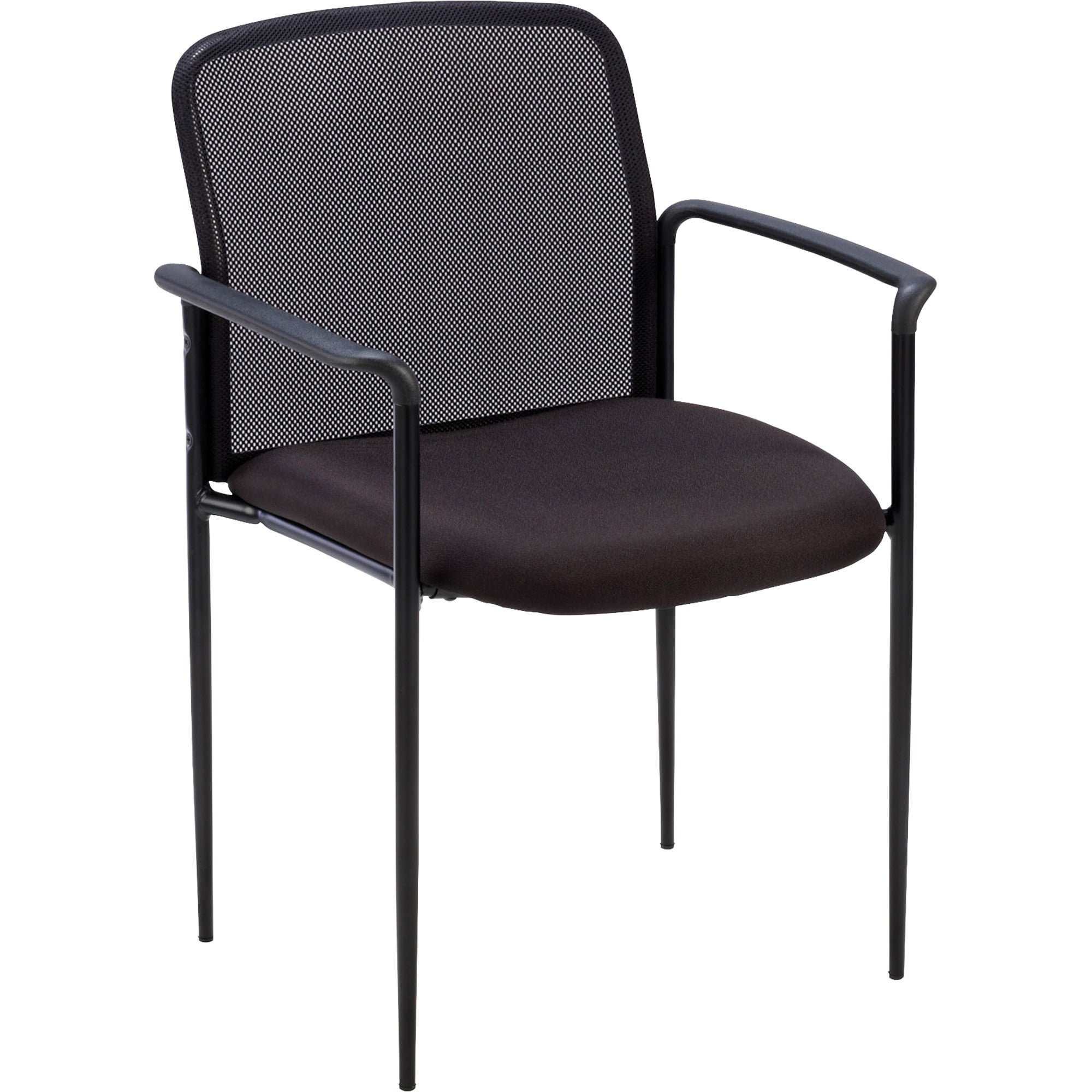 Black Mesh and Metal Stacking Guest Chair
