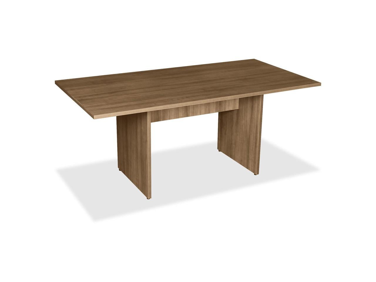 Walnut Rectangular Wood Conference Table with 2-Panel Base