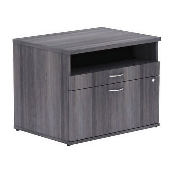 Lorell Relevance Series Charcoal Laminate Office Furniture Credenza - 2-Drawer 29.5" x 22" x 23.1" - 2 x File Drawer(s) - 1 Shelve(s) - Finish: Silver Pull, Charcoal, Laminate, File Paper