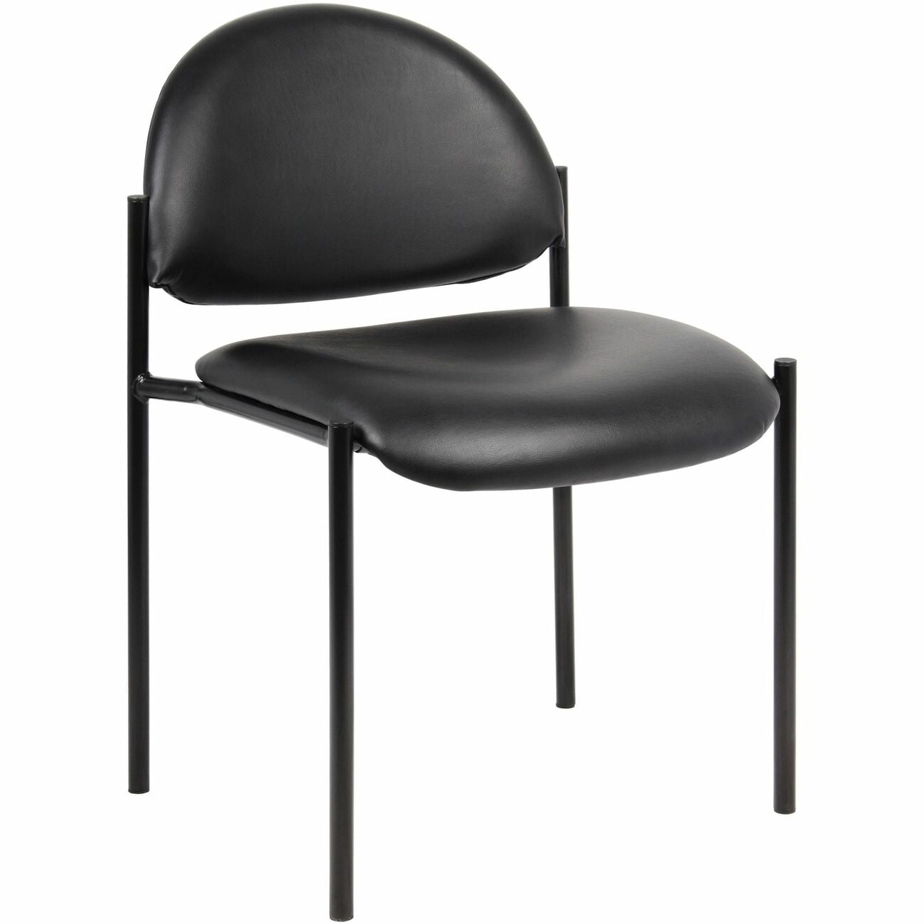Black Vinyl Armless Stacking Guest Chair with Metal Frame