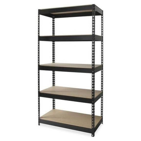 Lorell Riveted Steel Shelving 5 Compartment(s) - 84" Height x 48" Width x 24" Depth - Recycled - Black - Steel - 1Each