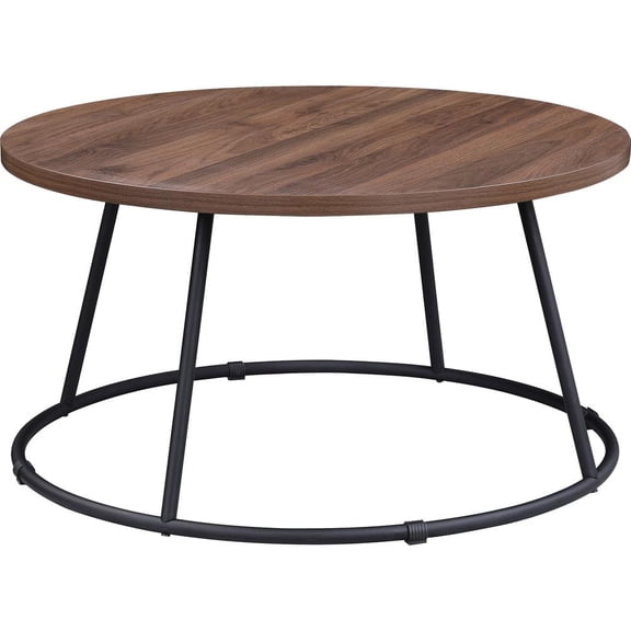 Lorell Coffee Table, Round, Steel Base, 31-1/2"x16-3/4" , Mahogany (LLR16259)
