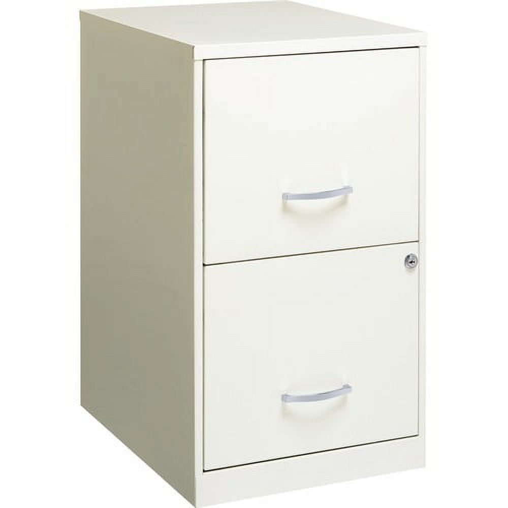 White 18" Lockable 2-Drawer Steel File Cabinet