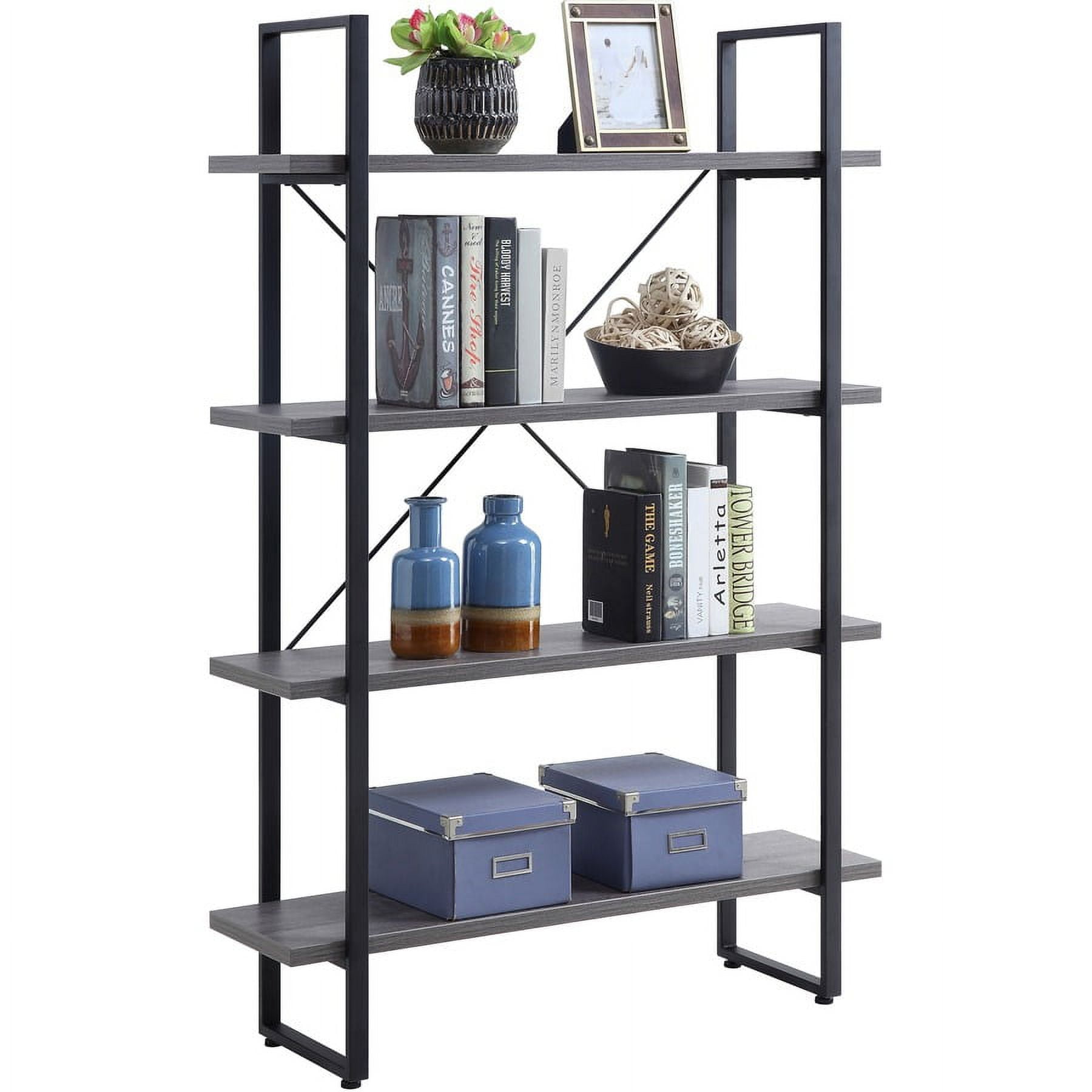 Lorell SOHO Rustic Metal Frame Bookcase - 39.4 Lorell SOHO Rustic Metal Frame Bookcase - 39.4