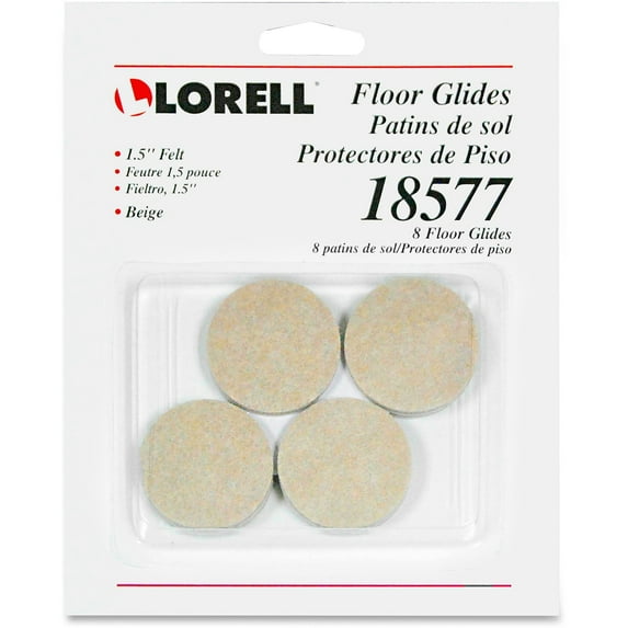 Lorell Self-Stick Round Felt Floor Glides, Beige