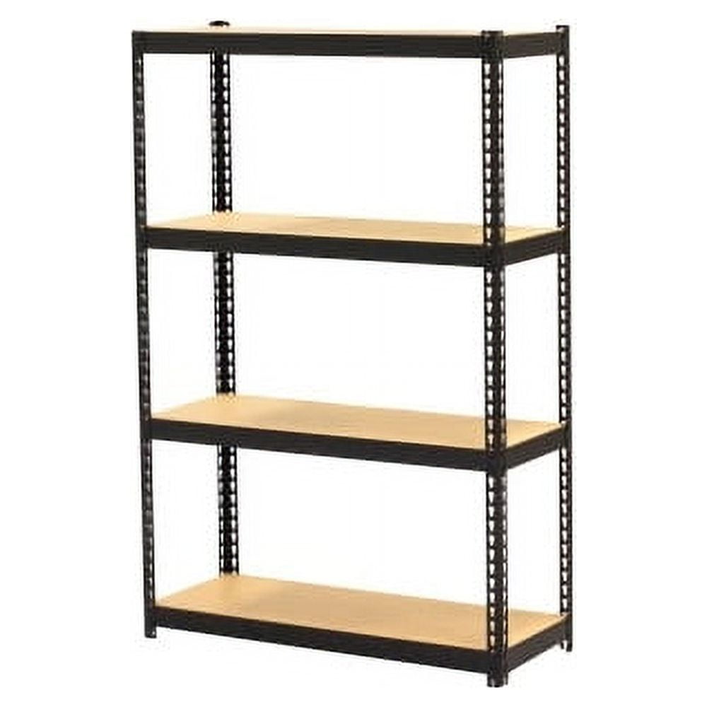 Narrow Black Steel Riveted Shelving Unit 30"x12"x48"