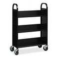 thumbnail image 1 of Lorell Single Sided Steel Book Cart 3 Shelf Round Handle 5" Caster Size - Steel 32"x14"x46" Black, 1 of 7