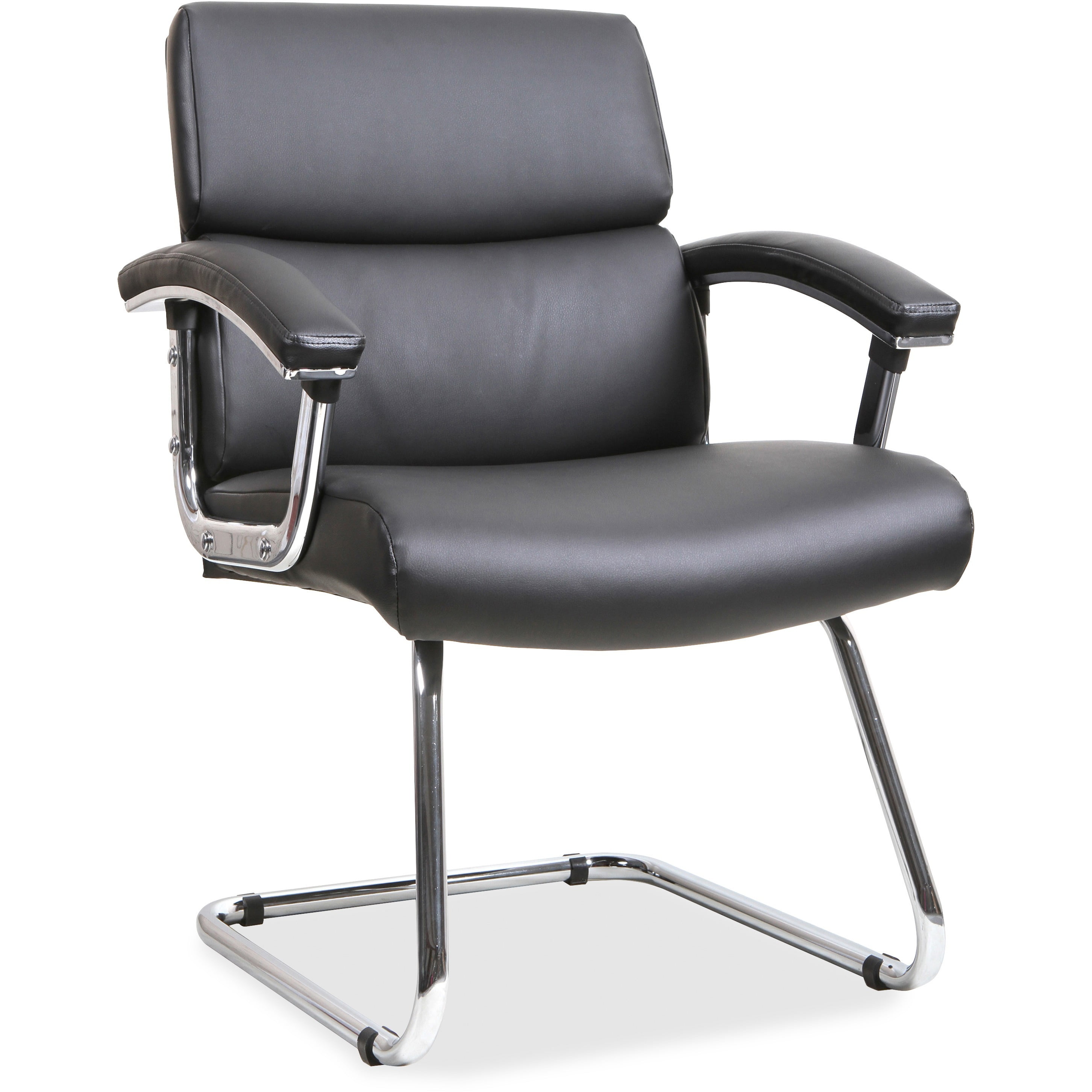 Deluxe Comfort 26'' Black Bonded Leather Guest Chair with Chrome Sled Base
