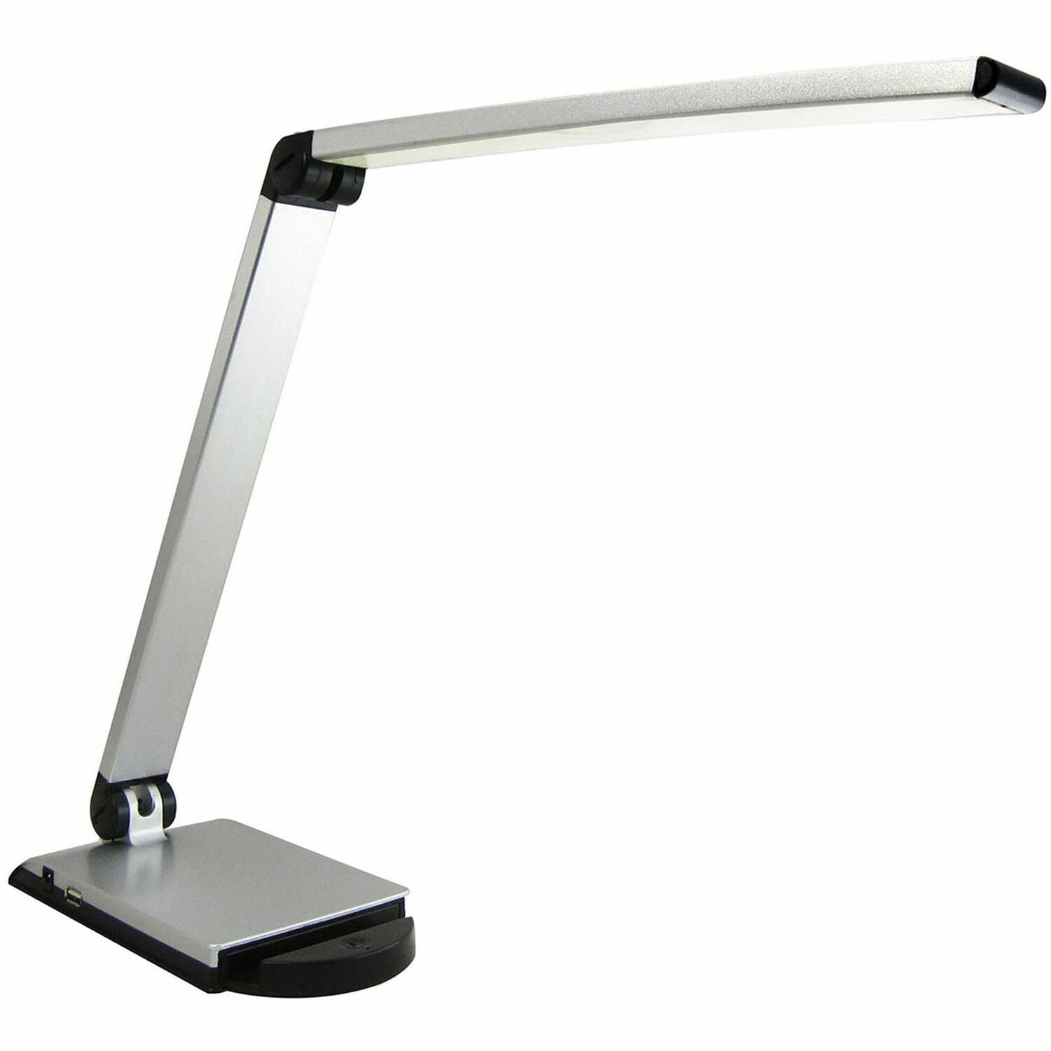 Silver Adjustable LED Desk Task Light with USB Port