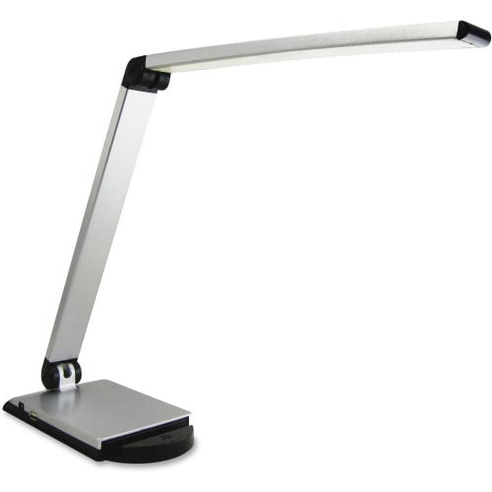 Silver Adjustable LED Desk Task Light with USB Port