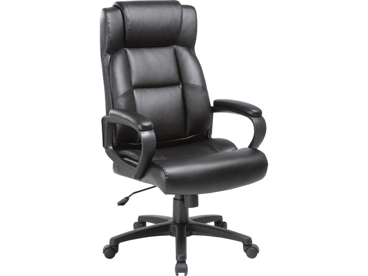 Lorell Soho High-back Leather Executive Chair - Black Bonded Leather Seat - Black Bonded Leather Back - 5-star Base - 18.39" Seat Width - 28.5" Length x 29" Width x 28" Depth x 46" Height - 1 Each - image 1 of 7