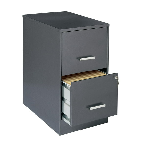 Lorell Space Solutions 22" Deep 2 Drawer Metal File Cabinet Metallic Charcoal