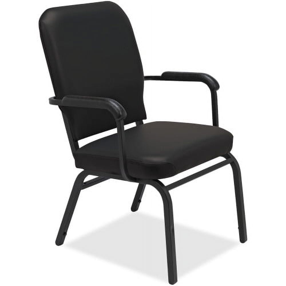 Black Metal Vinyl Oversized Stackable Chairs with Fixed Arms
