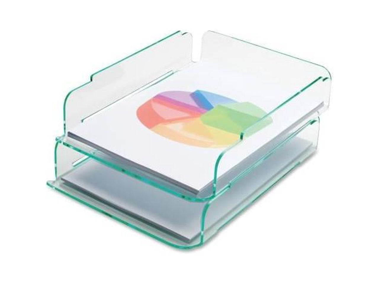 Clear Acrylic Stacking Letter Tray with Green Tint