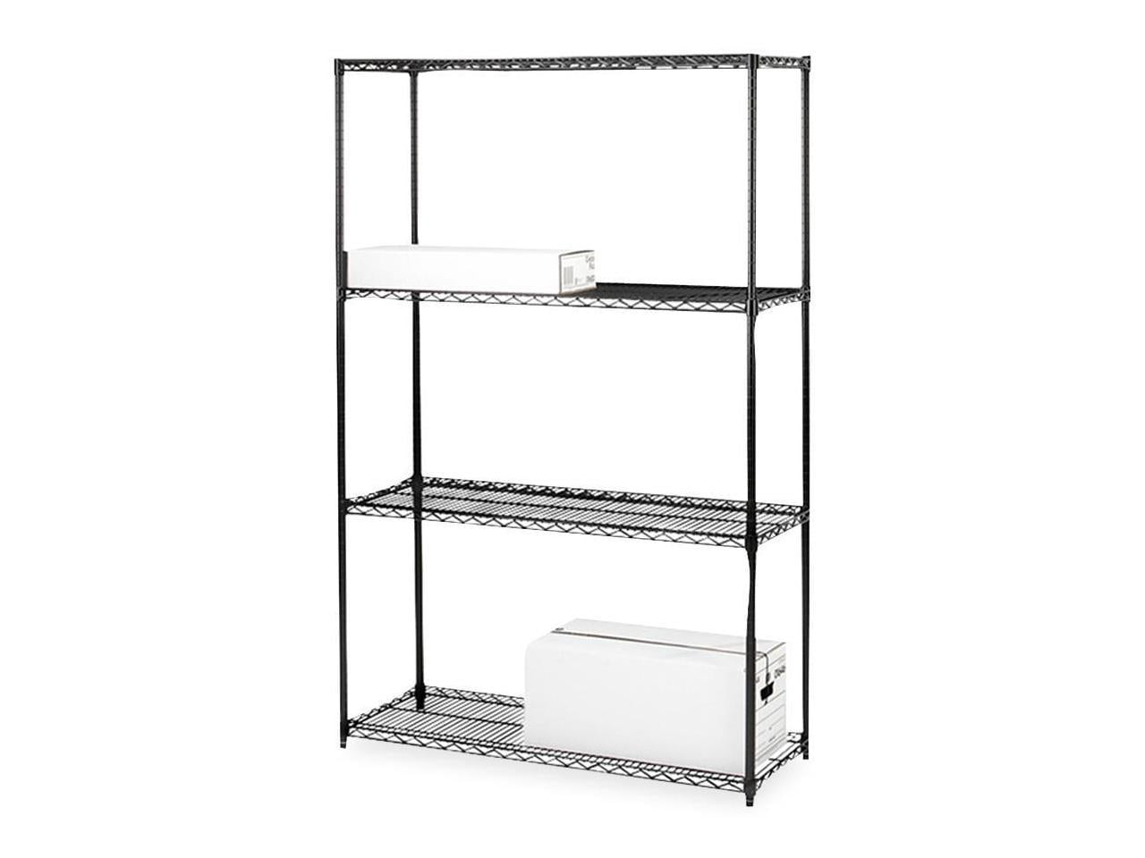 Black Industrial Steel Adjustable Wire Shelving Unit, 48in x 18in x 72in