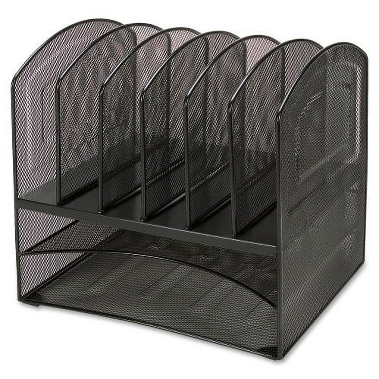Lorell Mesh Desk Organizer - 8 Compartment(s) - Sturdy - Powder Coated - Black - Steel - 1 Each