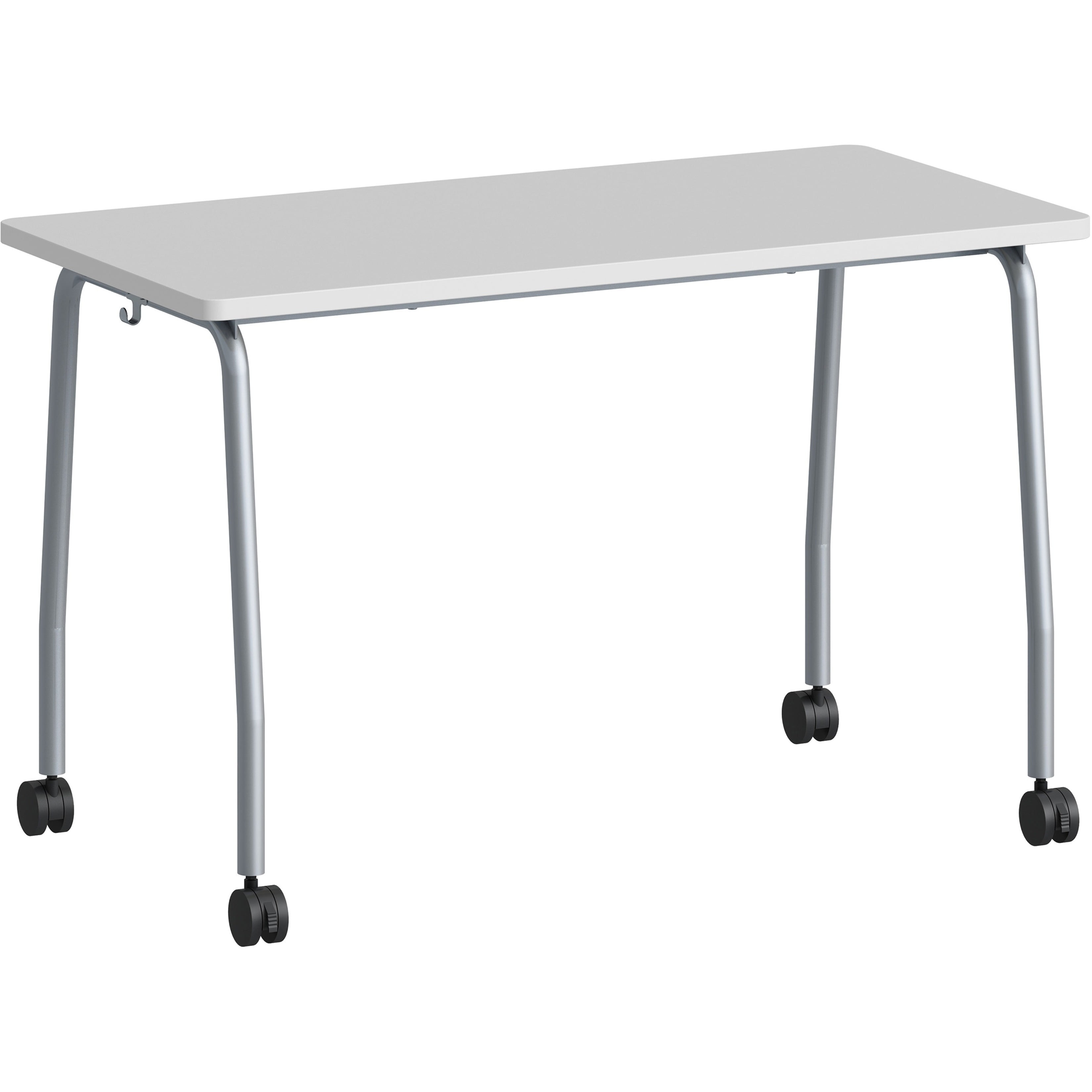 Gray and Silver Rectangular Training Table with Casters