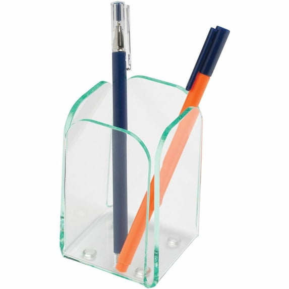 Lorell, LLR80656, Acrylic Desktop Pencil Cup, 1 Each, Green,Transparent