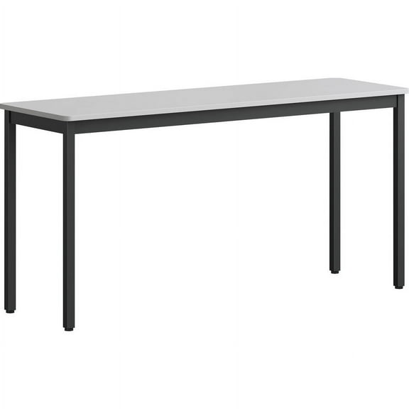 Lorell Utility Table - Gray Rectangle, Laminated Top - Powder Coated Black Base x 59.88" Table Top Width x 18.13" Table Top Depth - 30" Height - Assembly Required - Melamine Top Mat | Bundle of 5 Each