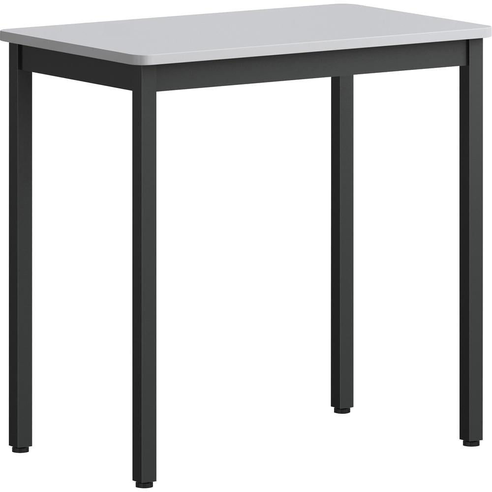 Gray Laminated Rectangle Utility Table with Powder Coated Black Steel Base