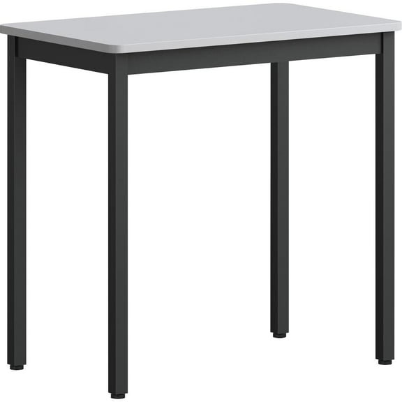 Lorell Utility Table - Gray Rectangle, Laminated Top - Powder Coated Black Base - 500 lb Capacity - 30" Table Top Width x 18.13" Table Top Depth - 30" Height - Assembly Required - Melamine Top...