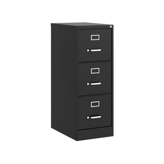 Lorell Vertical File, 22" Deep, 3-Dwr, Letter, 15"X22"X52" , Bk (LLR42297)