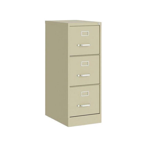 Lorell Commercial-Grade Putty Vertical File - 15" x 22" x 40.2" - 3 x Drawer(s) for File - Letter - Vertical - Ball-bearing Suspension, Removable Lock, Pull Handle, Wire Management - Putty - Steel...