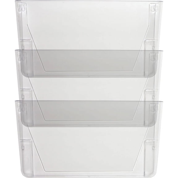 Lorell Wall File Pockets 14.8" Height x 13.1" Width x 4.3" Depth, Clear, 3 / Pack