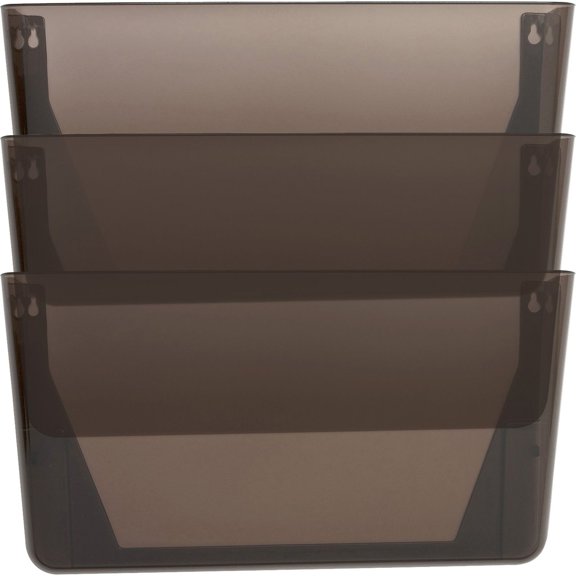 Lorell Wall File Pockets 14.8" Height x 13.1" Width x 4.3" Depth, Smoke, 3 / Pack