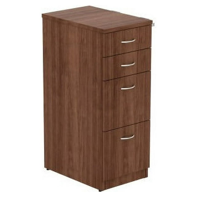 Lorell Walnut Laminate 4-drawer File Cabinet 15.5" x 23.6" x 40.4" - 4 x File Drawer(s), Box Drawer(s) - Material: Metal Frame - Finish: Walnut, Silver Pull, Laminate