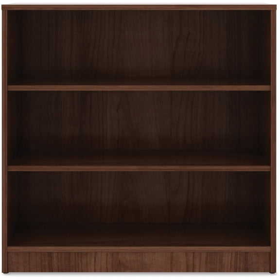 Lorell Walnut Laminate Bookcase - 36" Height X 36" Width X 12" Depth - Sturdy, Adjustable Feet, Adjustable Shelf - Walnut - Laminate - 1 Each