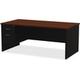 thumbnail image 1 of Lorell Walnut Laminate Commercial Steel Desk Series Pedestal Desk - 2-Drawer 72" x 36" , 1.1" Top - 2 x Box Drawer(s), File Drawer(s) - Single Pedestal on Left Side - Material: Steel - Finish: Walnut, 1 of 7