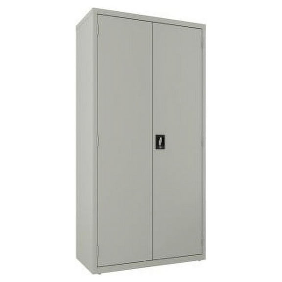 Lorell Wardrobe Cabinet 18" x 36" x 72" - 2 x Door(s) - Locking Door - Gray - Steel - Recycled