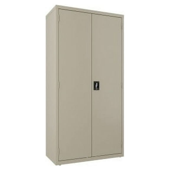Lorell Wardrobe Cabinet 18" x 36" x 72" - 2 x Door(s) - Locking Door - Putty - Steel - Recycled